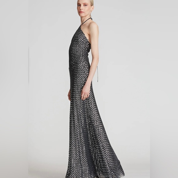 HALSTON Zhi Sequin Halter Gown - Picture 3 of 5